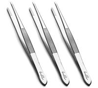 Beaditive Set Di Pinzette Per Macchina Da Cucire Da 5,5 Pollici (3 Pezzi) Punte Dritte Seghettate | Grado Professionale, Alta Precisione | Acciaio Inossidabile|