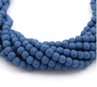 Beadlanta Perline laviche rotonde blu da 8 mm per la creazione di gioielli, pietra semi preziosa, pietra drago, perline naturali per braccialetti e braccialetti