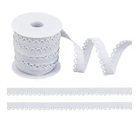 Beads - Nastro elastico in pizzo a maglia picot, 10,94 m, piatto da 1,2 cm, con cordino elastico in pizzo, per cucito fai da te, decorazioni per matrimoni e confezioni regalo, colore: bianco fumo