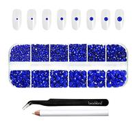 Beadsland Strass Make Up,8 Dimensioni 2500pcs Blu Flatback Strass per Occhio Unghie Nail Art con Pinzette e Matita di Cera,Blu Zaffiro,SS4-SS30