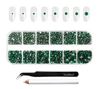 Beadsland Strass Make Up,8 Dimensioni 2500pcs Verde Flatback Strass Occhio Unghie Nail Art,Strass per Scarpe con Pinzette e Matita di Cera,Smeraldo,SS4-SS30