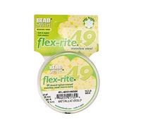 Beadsmith Flex-rite Beading Wire, 49 Fili .014 "Spessore, 9,1 m, Bobina, Metallizzato Oro Satinato
