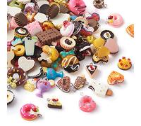 Beadthoven - 100 ciondoli in resina a tema cibo, misti, casuali, motivo: torte, gelati, dessert, perline per gioielli fai da te