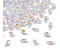 Beadthoven, 100 perle di vetro a goccia sfaccettate di colore AB ciondoli con perline di cristallo forate per la realizzazione di lampadari da appendere alla casa, Foro: 1 mm