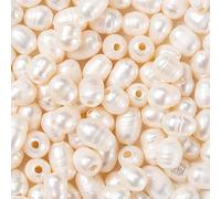Beadthoven - 100 perline di perle d’acqua dolce naturali ovali, 7-10 mm, foro grande da 1,8 mm, a forma di chicco di riso, per cordini in pelle, creazione di gioielli e bracciali