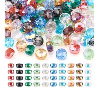 Beadthoven - 100 perline di vetro sfaccettate a rondelle, colore AB, trasparenti, distanziatori, perline in vetro colorate, per la creazione di gioielli fai da te