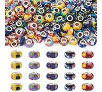 Beadthoven - 100 perline europee con foro grande, 5 colori, in resina, stile bohémien, con nucleo in ottone, foro grande da 4,8 mm, per collane, bracciali e gioielli fai da te