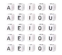 Beadthoven - 100 perline europee in acrilico, con lettere dell'alfabeto, 5 stili, cubiche, orizzontali, foro grande, per braccialetti fai da te, collane, gioielli, foro: 3,5-4 mm