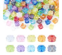 Beadthoven - 100 perline europee in acrilico trasparente con effetto iridescente, foro grande da 5 mm, con fiore intagliato, per fai da te, bracciali, collane e gioielli