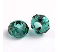 Beadthoven - 100 perline europee in vetro, con foro grande, senza nucleo metallico, a rondella, sfaccettate, adatte per braccialetti a catena snake da 5 mm, per la creazione di gioielli, 14 x 8 mm