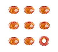 Beadthoven - 100 perline europee in vetro, foro grande, rondelle sfaccettate, adatte per braccialetti a catena snake da 5 mm, per la creazione di gioielli e collane, 14 x 8 mm