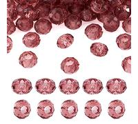 Beadthoven - 100 perline europee in vetro, foro grande, rondelle sfaccettate, adatte per braccialetti e collane a catena snake da 5 mm, per la creazione di gioielli, 14 x 8 mm