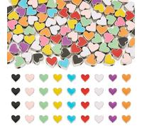 Beadthoven - 100 perline smaltate a forma di cuore, smaltate, distanziatori, in plastica, con foro grande, per collane, bracciali e gioielli fai da te, foro: 4 mm