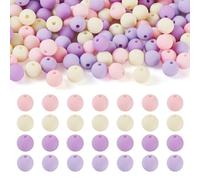 Beadthoven - 191 ~ 193 perline rotonde in acrilico, stile gommato, effetto silicone, foro da 1,6 mm, per braccialetti fai da te, portachiavi, gioielli, colore: lilla