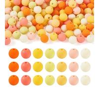 Beadthoven - 191 ~ 193 perline rotonde in acrilico, stile gommato, effetto silicone, foro da 1,6 mm, perline rotonde per braccialetti fai da te, portachiavi, gioielli, colore: arancione