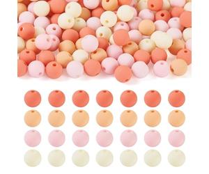 Beadthoven - 191 ~ 193 perline rotonde in acrilico, stile gommato, effetto silicone, foro da 1,6 mm, perline rotonde per braccialetti fai da te, portachiavi, gioielli, colore: rosa