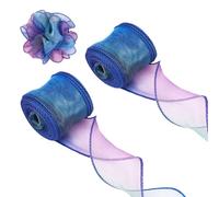 Beadthoven - 2 rotoli di nastro in poliestere iridescente a coda di pesce, larghezza 40 mm, per bouquet, fiori, confezioni regalo, fiocchi per capelli, ghirlande, decorazione, blu reale