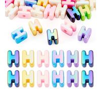 Beadthoven - 20 perline a forma di lettera H con foro grande, in acrilico, iridescenti, a forma di H, distanziatori per la creazione di gioielli, bracciali, collane, portachiavi, lacci delle scarpe