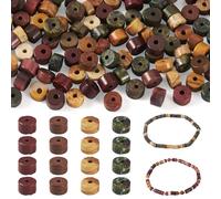 Beadthoven - 200 perline Heishi in pietra naturale da 4 x 2 mm, piatte e rotonde, color marrone, per fai da te, bracciali, collane, orecchini, gioielli, foro: 0,7-1 mm