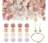 Beadthoven - 200 perline in pietra preziosa naturale, 4 x 2 mm, piatte e rotonde, color corallo chiaro, perline a disco, per fai da te, bracciali, collane, orecchini, creazione di gioielli, foro: 0,7