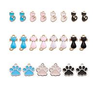 Beadthoven - 22 ciondoli smaltati a forma di zampa di gatto/cane/animale, ciondoli per bracciali, collane, orecchini e realizzazione di gioielli