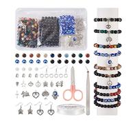 Beadthoven 270pcs Perline rotonde in pietra preziosa Lampade Orecchini Bracciale Creazione di kit Con ciondoli Anello di salto Orecchini Ganci Per DIY Bracciale Gioielli Collana Orecchini