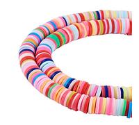 Beadthoven 380 pezzi 6 mm piatto rotondo argilla polimerica distanziatore Heishi perline disco ghana africano fetta sciolta perline per estate surfista perline gioielli creazione di gioielli, 40,7 cm