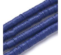 Beadthoven, 380 pezzi distanziatori rotondi piatti in argilla polimerica perline Heishi stile africano del Ghana 8 mm per gioielli estivi bohémien che creano bracciali, blu notte