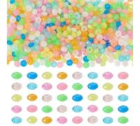 Beadthoven - 500 perline luminose colorate che si illuminano al buio, in plastica, piatte, rotonde, per fai da te, orecchini, collane, ciondoli per telefono, gioielli, foro: 1,7 mm