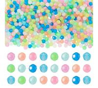 Beadthoven - 500 perline rotonde luminose, 8 mm, colorate, in plastica, che si illuminano al buio, per fai da te, orecchini, collane, ciondoli per telefono, gioielli, foro: 1,9 mm