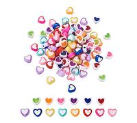 Beadthoven - 560 perline in acrilico a forma di cuore colorato in plastica per collane, bracciali, creazione di gioielli, foro: 1,8 mm