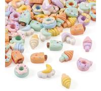 Beadthoven - 60 cabochon in resina a tema dessert, 5 stili, a forma di luna, gelato, orso, ciambella, decorazione per alimenti, per custodie fai da te per telefono, gioielli