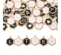 Beadthoven - Charm in lega smaltata, con lettera dell'alfabeto dalla A alla Z, per collane, bracciali, orecchini, artigianato, 20 x 15,5 x 2 mm, smalto, 20x15.5x2mm, Smalto