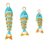 Beadthoven - Ciondoli smaltati a forma di pesce, in ottone placcato oro, con zirconia cubica, per fai da te, collane, orecchini, portachiavi, gioielli, Smalto