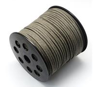 Beadthoven - Cordoncino piatto in finta pelle scamosciata, 3 mm, per perline in pizzo con rocchetto per gioielli fai da te e collane, colore: grigio