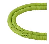 Beadthoven, Distanziatori rotondi e piatti in argilla polimerica, perline Heishi a disco, sottili, sfuse, in stile africano del Ghana, per braccialetti bohémien estivi da surfista, 6mm, 10 fili