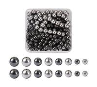 Beadthoven Ematite naturale Perline Filo Perline Distanziali Rotonde Non magnetico Pietra Preziosa Ematite Nero per Bracciale fai da te Collana Fabbricazione di gioielli, 8 fili/320-760Pcs