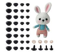 Beadthoven - Nasi di sicurezza in plastica nera con rondelle, nasi per bambole artigianali per amigurumi, marionette, orsacchiotti, peluche (4 dimensioni)