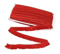 Beadthoven, nastro con frange e nappe in fibra, larghezza 25 mm x larghezza 25 m, per ricamo, abbigliamento, tende, nozze, abiti latini e di scena, paralumi, decorazioni per la casa, rosso scuro