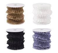 Beadthoven - Nastro doppio increspato in organza, 20 m, larghezza 20 mm, per fai da te, cucito, artigianato, decorazione per abiti da sposa
