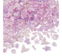 Beadthoven - Perline assortite in acrilico, a tema oceano, 100 g, a forma di conchiglia, stella marina, tartaruga, per fai da te, bracciali, orecchini, gioielli estivi da spiaggia, colore: prugna