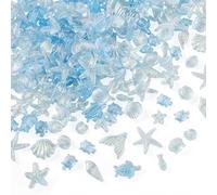 Beadthoven - Perline assortite in acrilico, a tema oceano, 100 g, a forma di conchiglia, stella marina, tartaruga, per fai da te, bracciali, orecchini, gioielli estivi da spiaggia, colore: blu acciaio