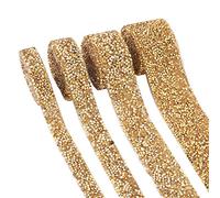 Beadthoven - Rotoli di nastro glitterato, 3,6 m, rotolo di nastro per torte nuziali, torte di compleanno e creazioni fai da te, 4 rotoli di 4 misure (oro)