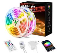 Beaeet Striscia LED 30 Metri, Luci LED 5050 RGB per Camera, con Telecomando a 40 Tasti e Controllo tramite APP Bluetooth, Ideale per Natale, Matrimoni e Feste (15m*2)