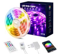 Beaeet Striscia LED 5 Metri (30 leds/m), Luci LED 5050 RGB per Camera, con Telecomando a 40 Tasti e Controllo tramite APP Bluetooth, Ideale per Natale, Matrimoni e Feste (5m*1)