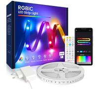 Beaeet Striscia LED 5 Metri, Luci LED 5050 RGBIC per Camera, con Telecomando a 40 Tasti e Controllo tramite APP Bluetooth, Ideale per Natale, Matrimoni e Feste (5m*1)
