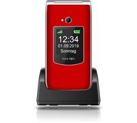 Beafon SL595_EU001RS - Telefono cellulare pieghevole senza contratto, colore: Rosso/Argento