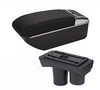 BEAGHTY Bracciolo Centrale per Citroen C2 Ecopelle Poggiabraccio Portaoggetti Regolabile Scorrevole Nero