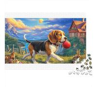 Beagle 100% cartone riciclato Beagle che insegue la palla rossa 1000 pezzi puzzle per adulti e bambini rompicapo 70x50 cm/1000 pezzi