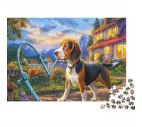 Beagle 1000 pezzi Beagle con Cerchio Cartone Riciclato Puzzle Adulti Gioco Educativo Antistress Decorazione Parete Regalo Compleanno 38x26cm